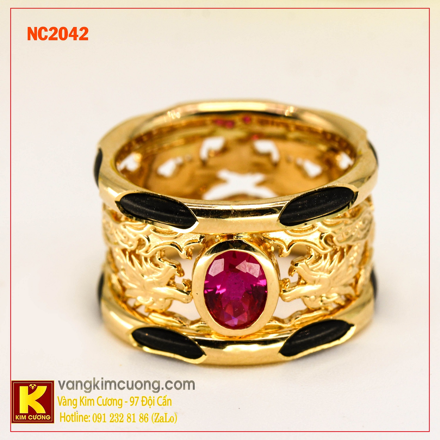 Nhẫn nam đá quý ruby phong thủy 16k NC2042