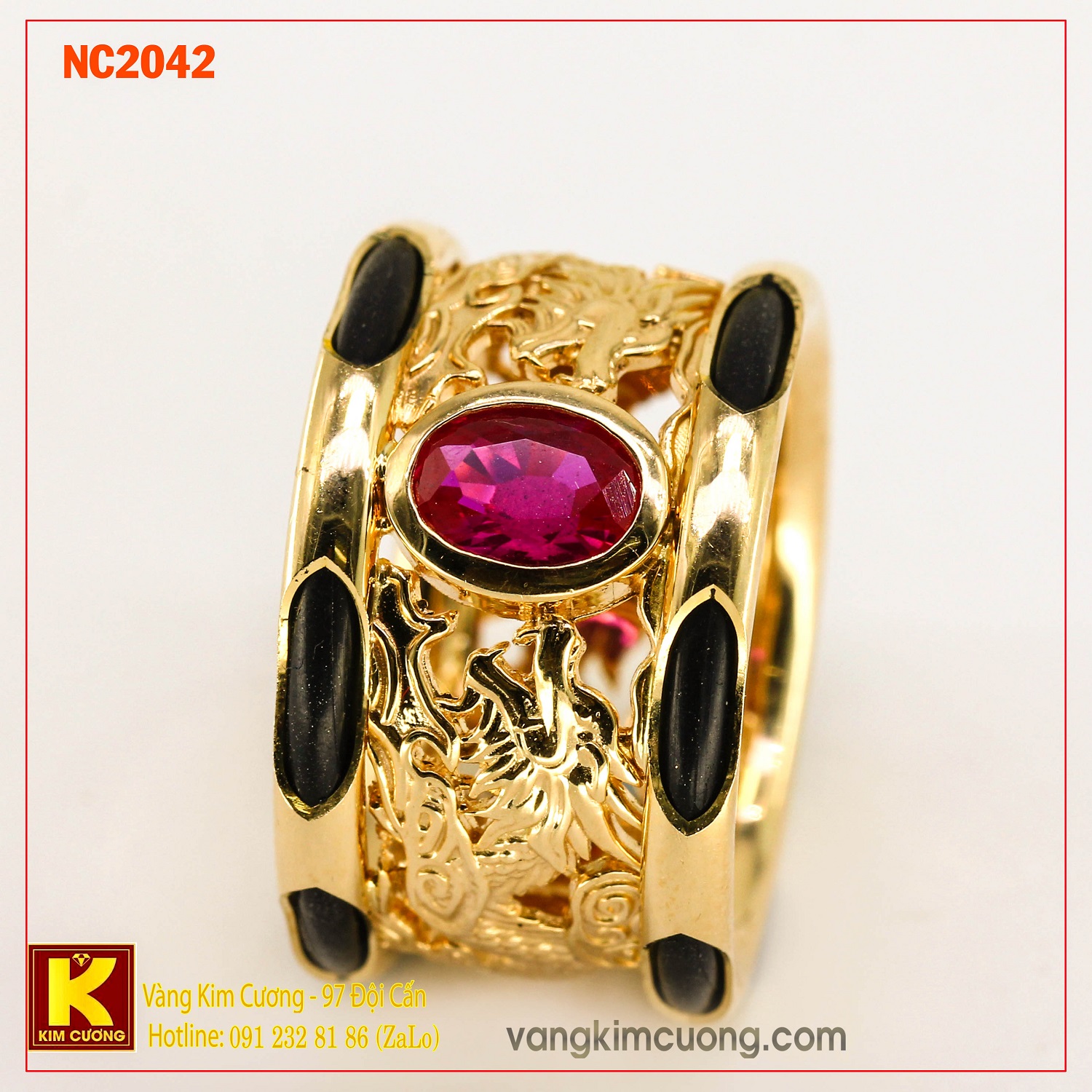 Nhẫn nam đá quý ruby phong thủy 16k NC2042