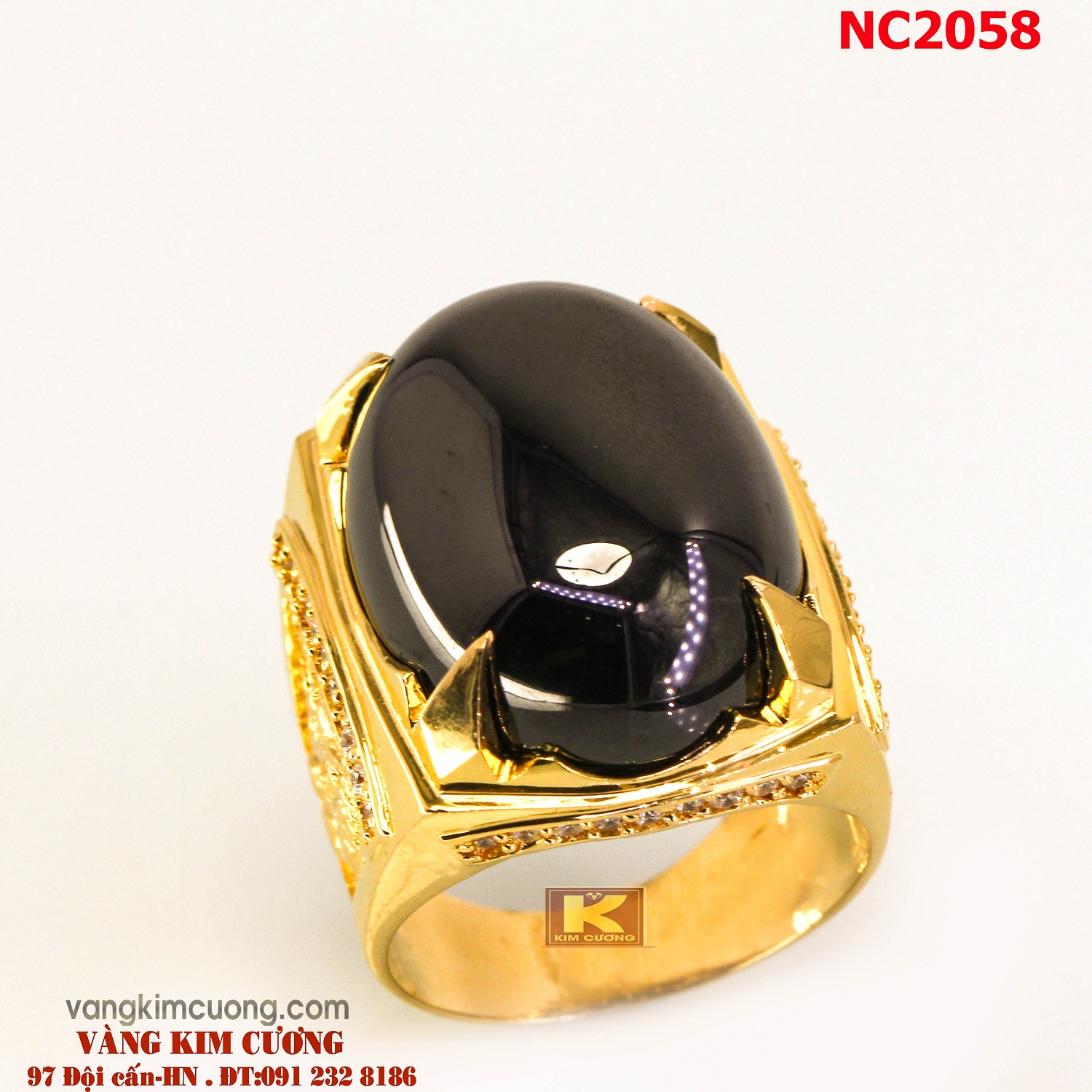 Nhẫn nam đá quý Sapphire phong thủy 16k 3D NC2058