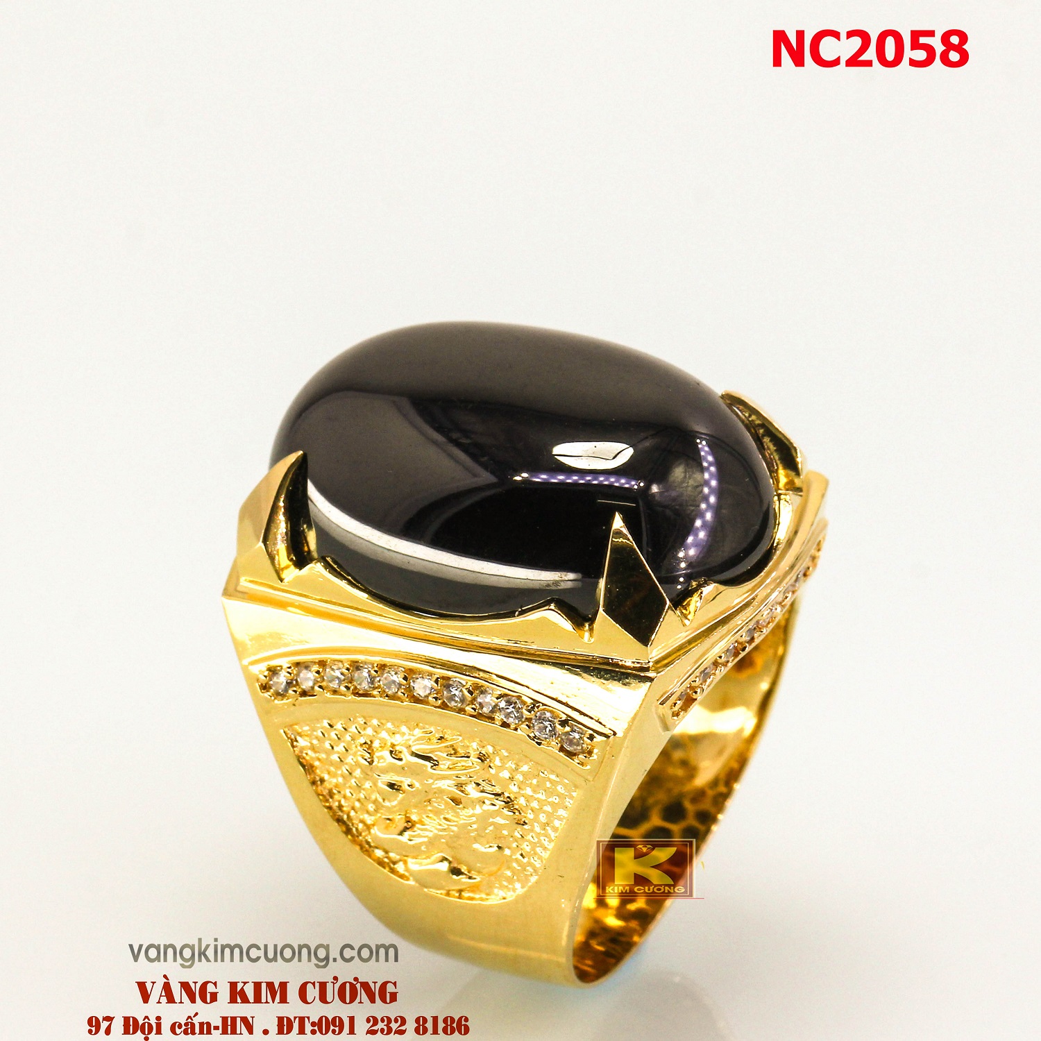 Nhẫn nam đá quý Sapphire phong thủy 16k 3D NC2058