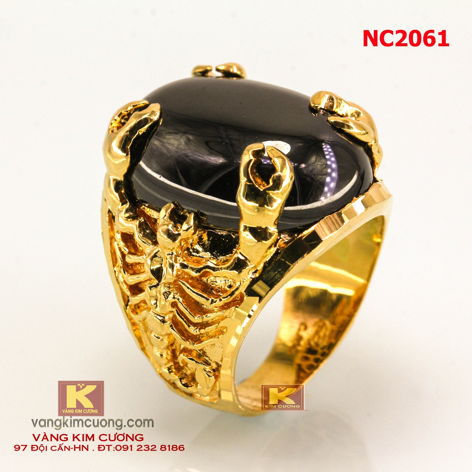 Nhẫn nam đá quý Sapphire phong thủy 16k 3D NC2061