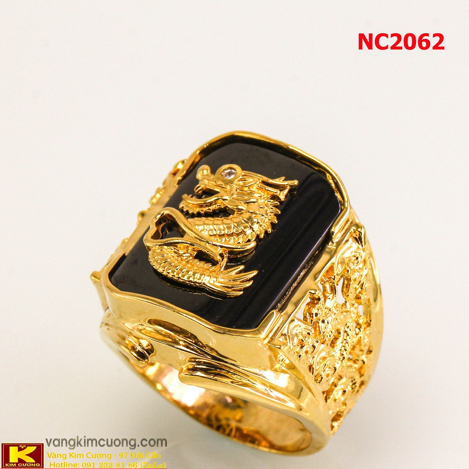 Nhẫn nam đá quý Sapphire phong thủy 16k 3D NC2062