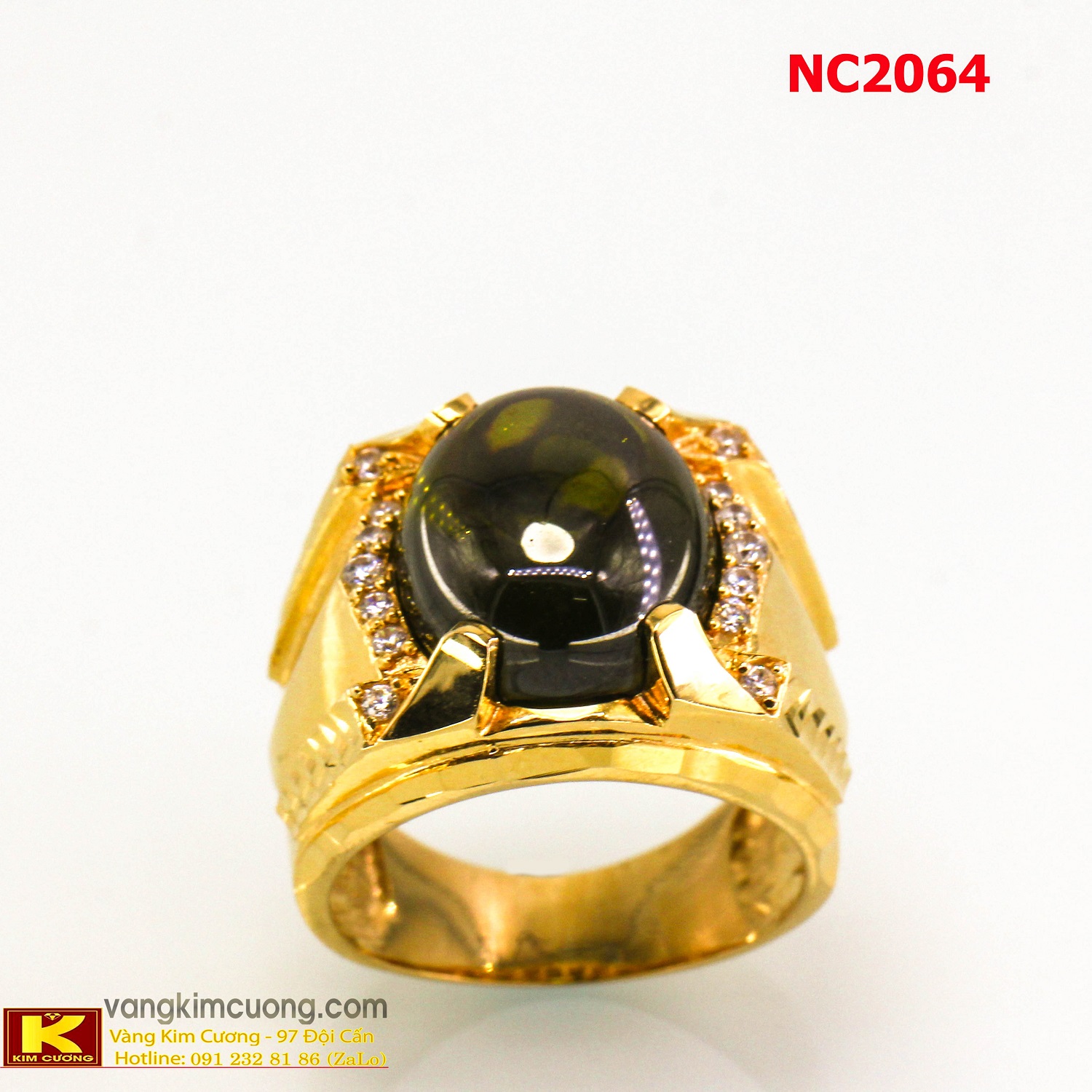 Nhẫn nam đá quý Sapphire phong thủy 16k 3D NC2064