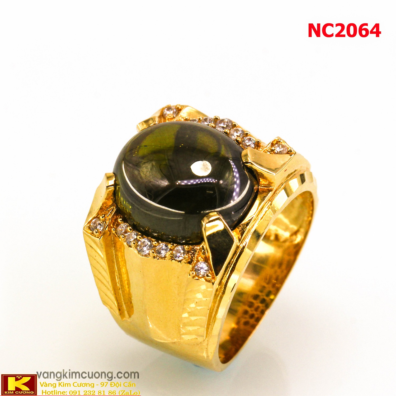 Nhẫn nam đá quý Sapphire phong thủy 16k 3D NC2064