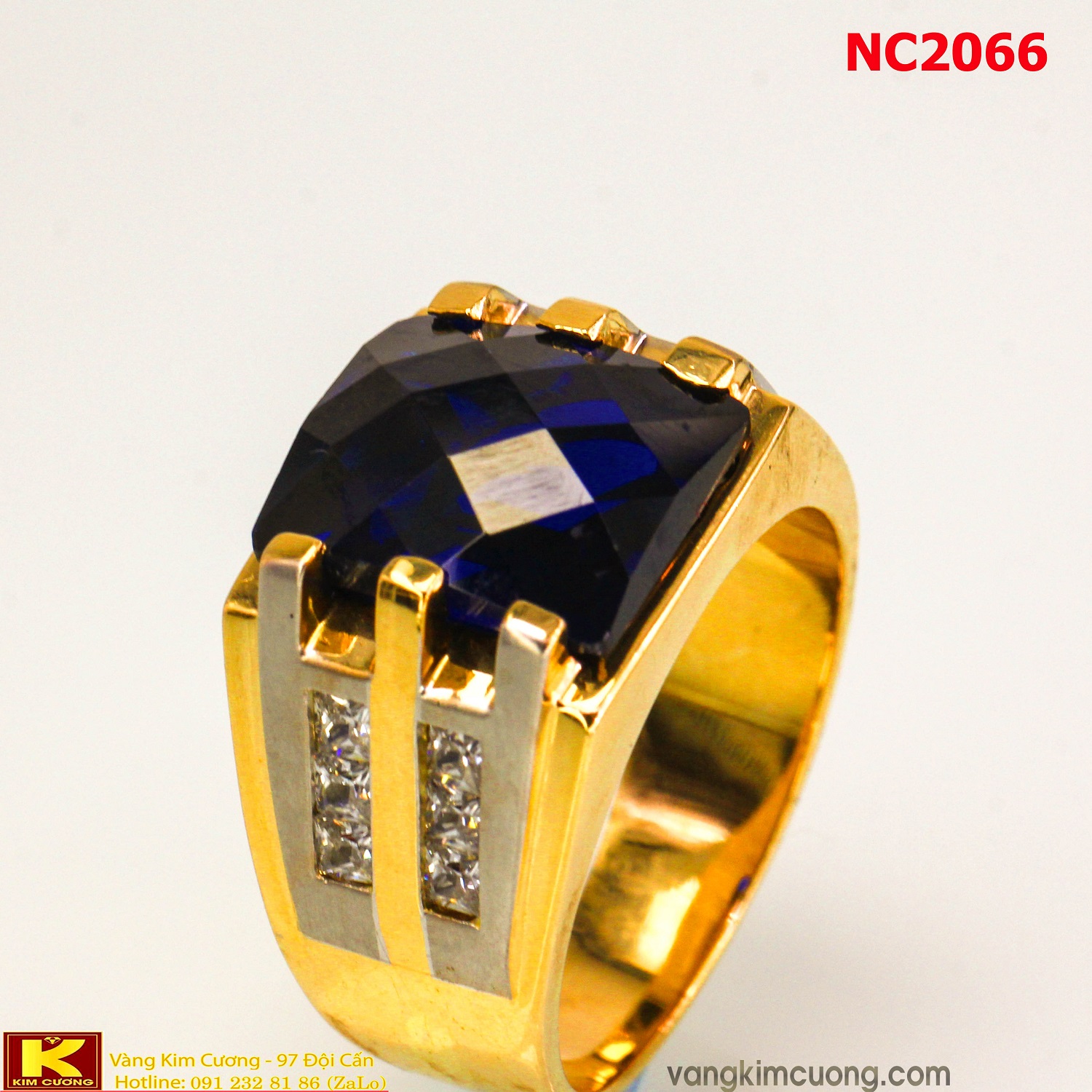Nhẫn nam đá quý Topaz phong thủy 16k 3D NC2066