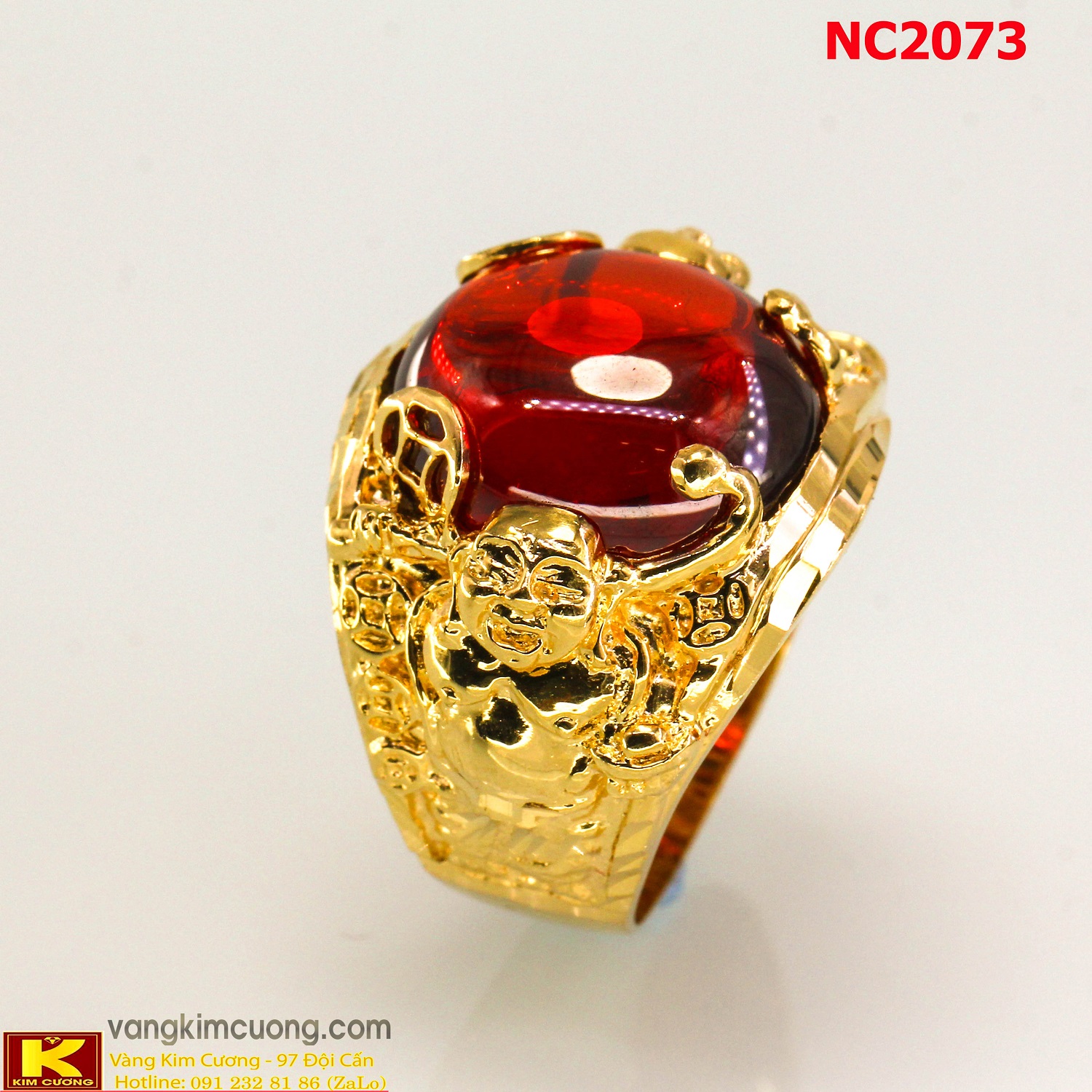 Nhẫn nam đá quý Ruby phong thủy 16k 3D NC2073