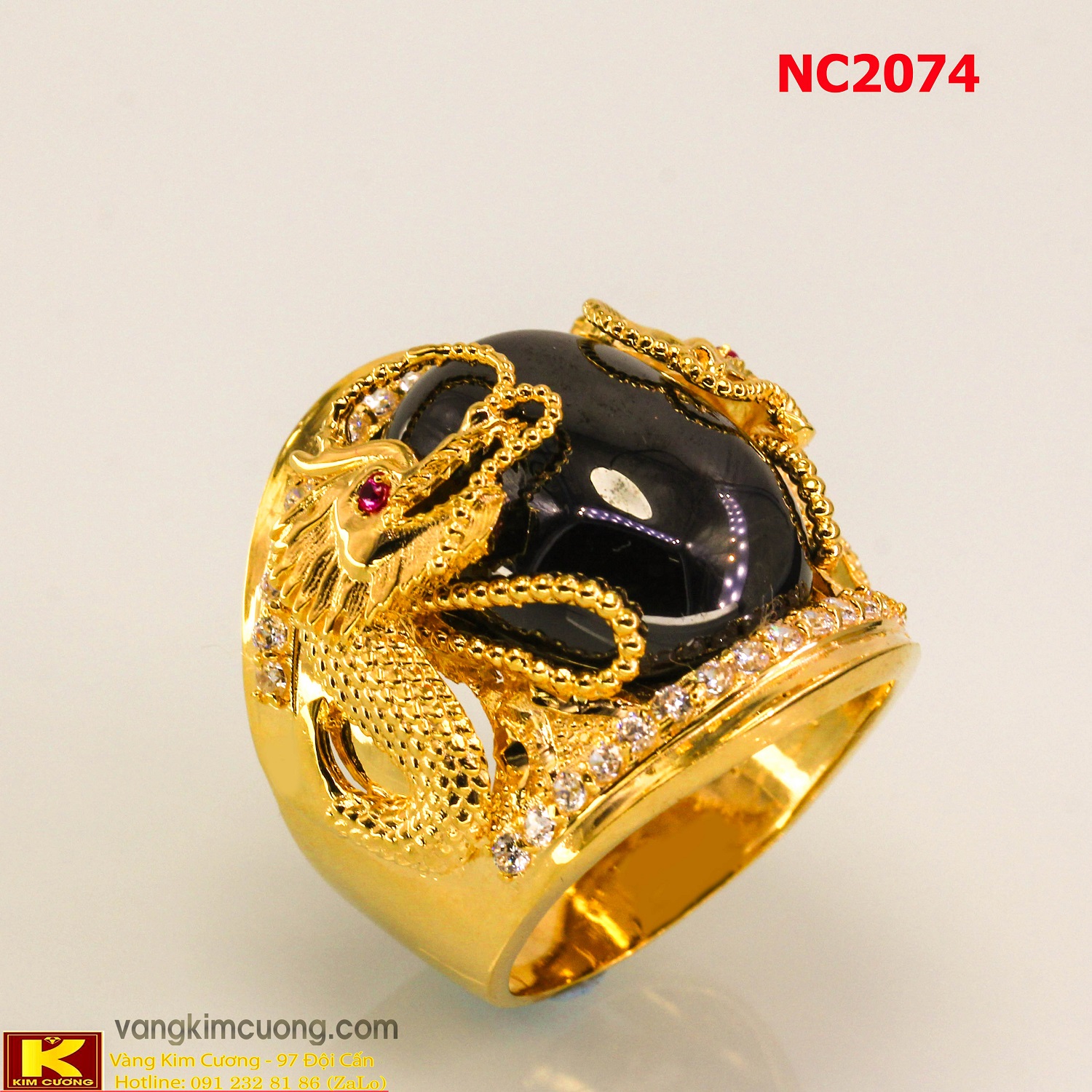 Nhẫn nam đá quý Sapphire phong thủy 16k 3D NC2074