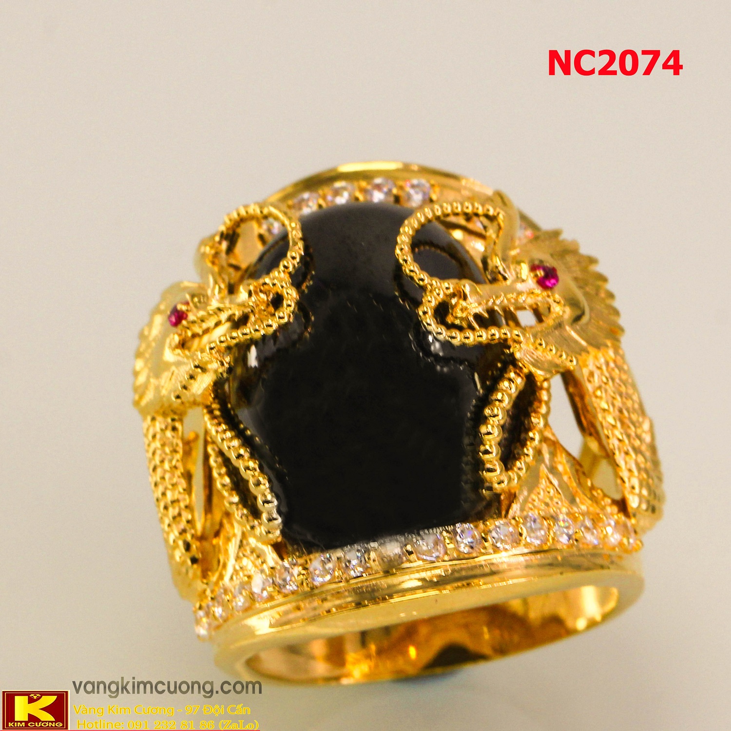 Nhẫn nam đá quý Sapphire phong thủy 16k 3D NC2074