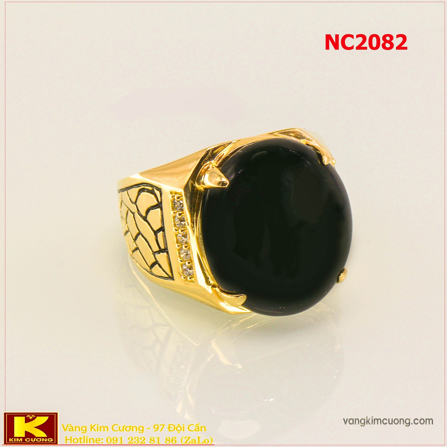 Nhẫn nam đá quý Sapphire phong thủy 16k 3D NC2082
