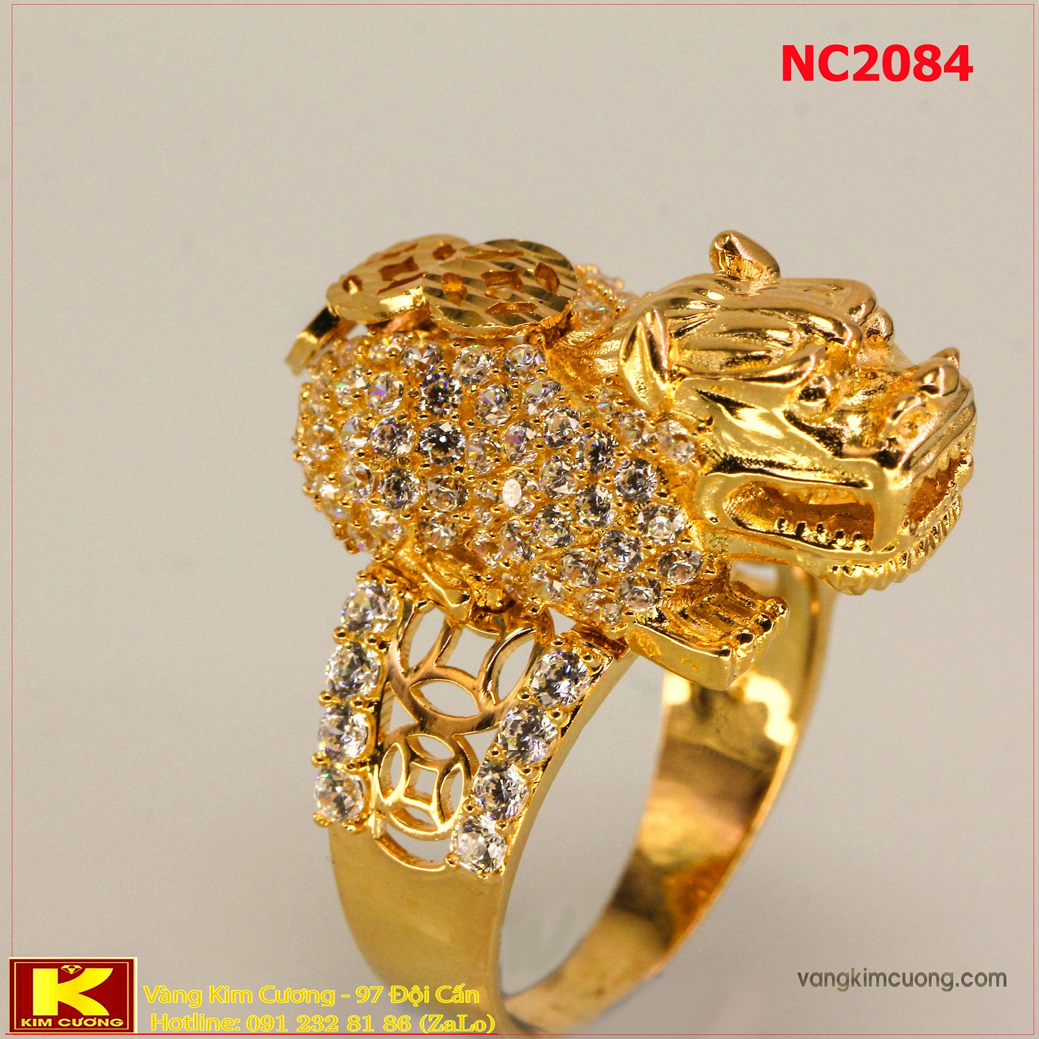 Nhẫn nam đá quý phong thủy 16k 3D NC2084