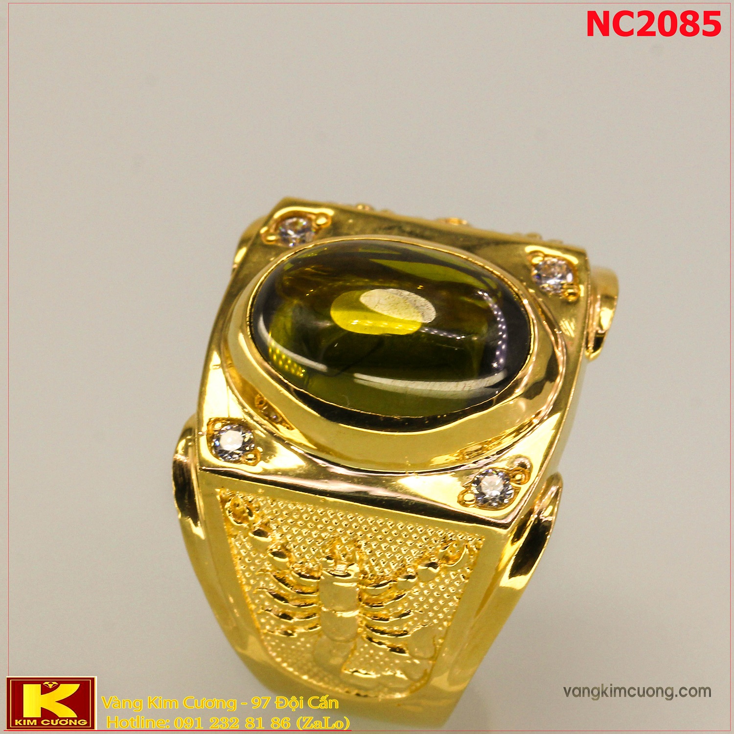Nhẫn nam đá quý Sapphire phong thủy 16k 3D NC2085