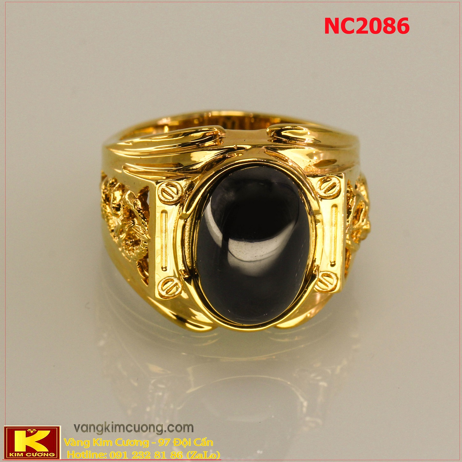 Nhẫn nam đá quý Sapphire phong thủy 16k 3D NC2086