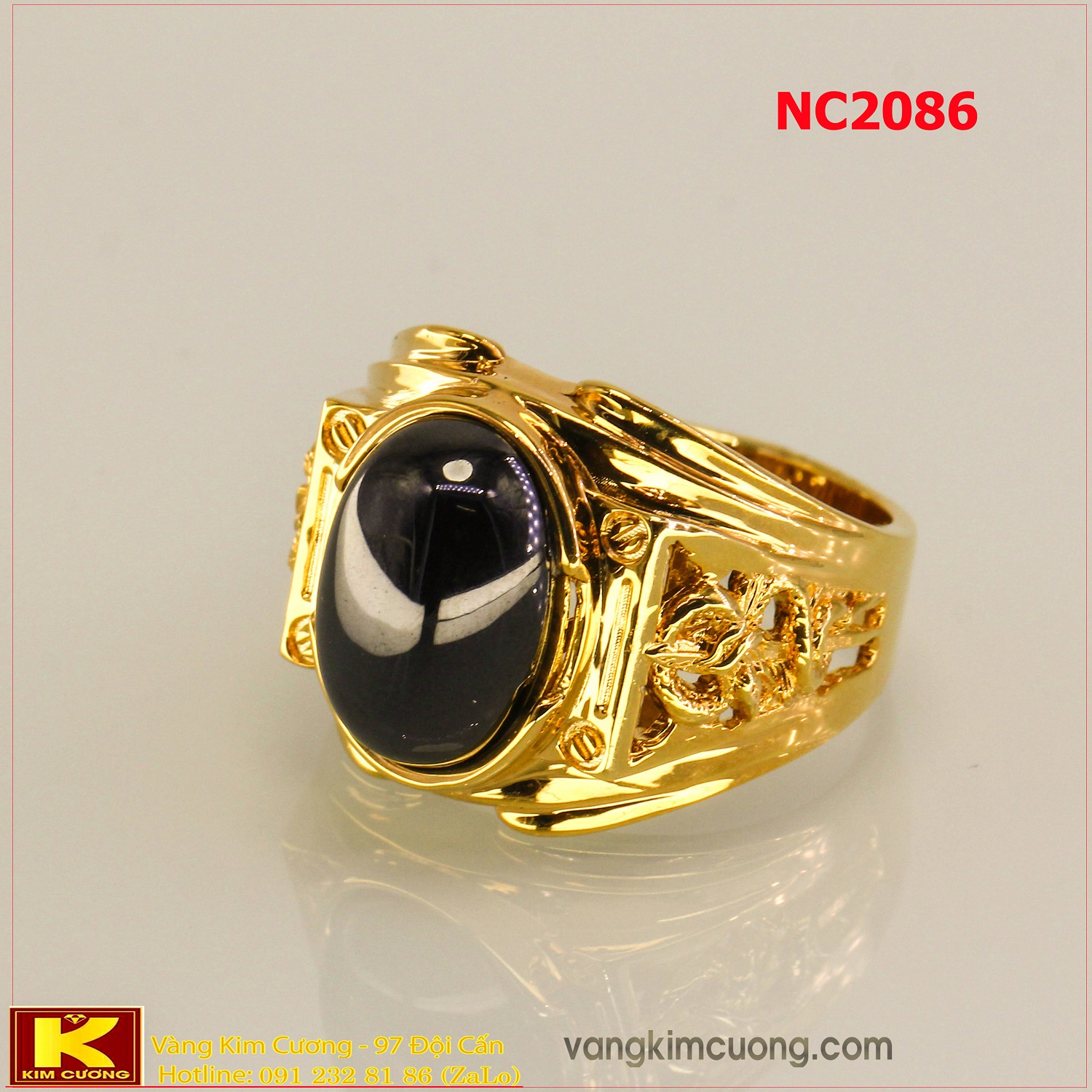 Nhẫn nam đá quý Sapphire phong thủy 16k 3D NC2086