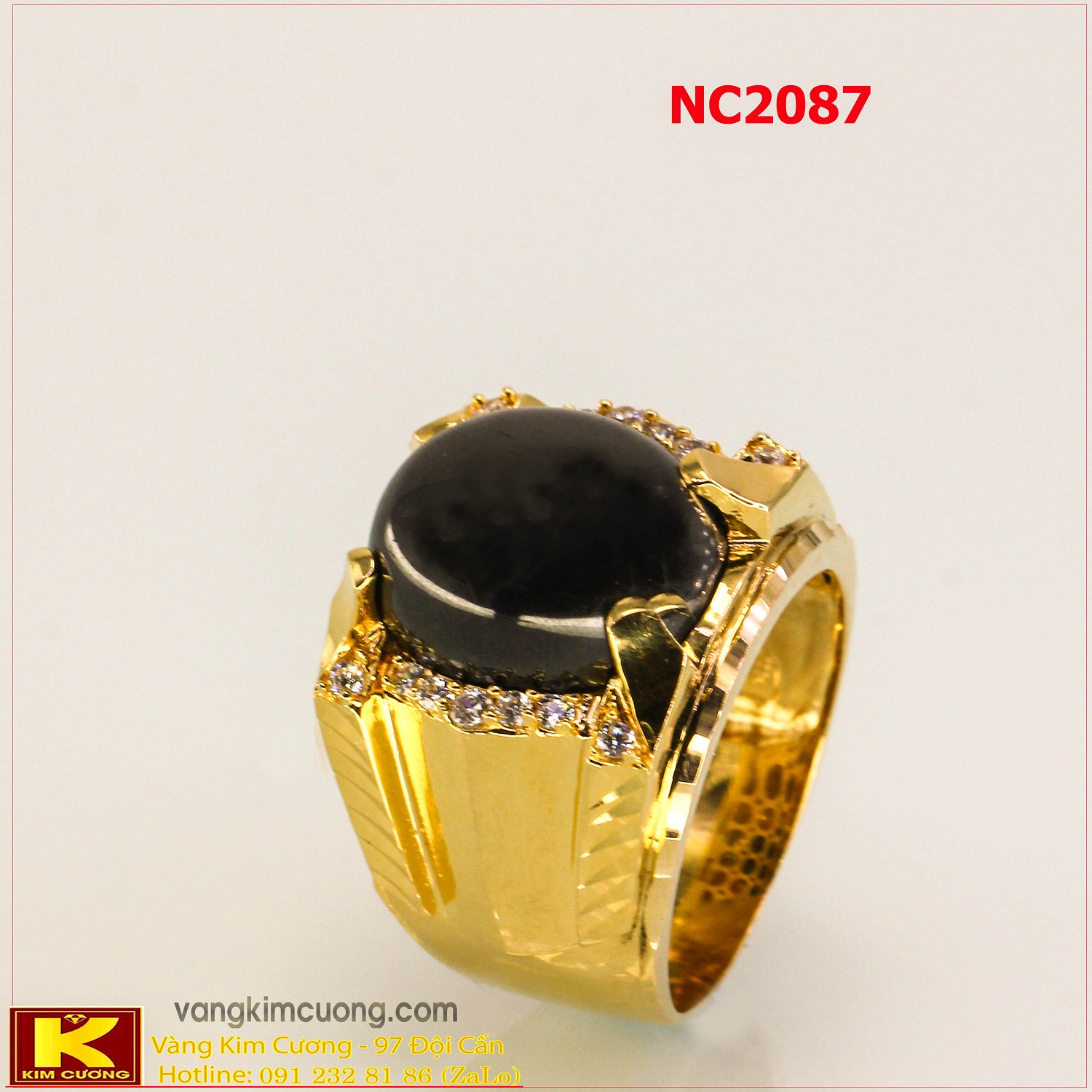 Nhẫn nam đá quý Sapphire phong thủy 16k 3D NC2087