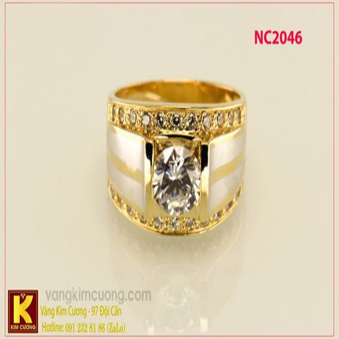 Nhẫn nam ổ kim cương nhân tạo 16k 3D NC2046