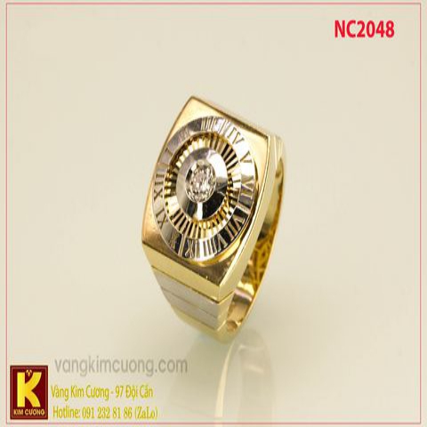 Nhẫn nam ổ kim cương nhân tạo 16k 3D NC2048