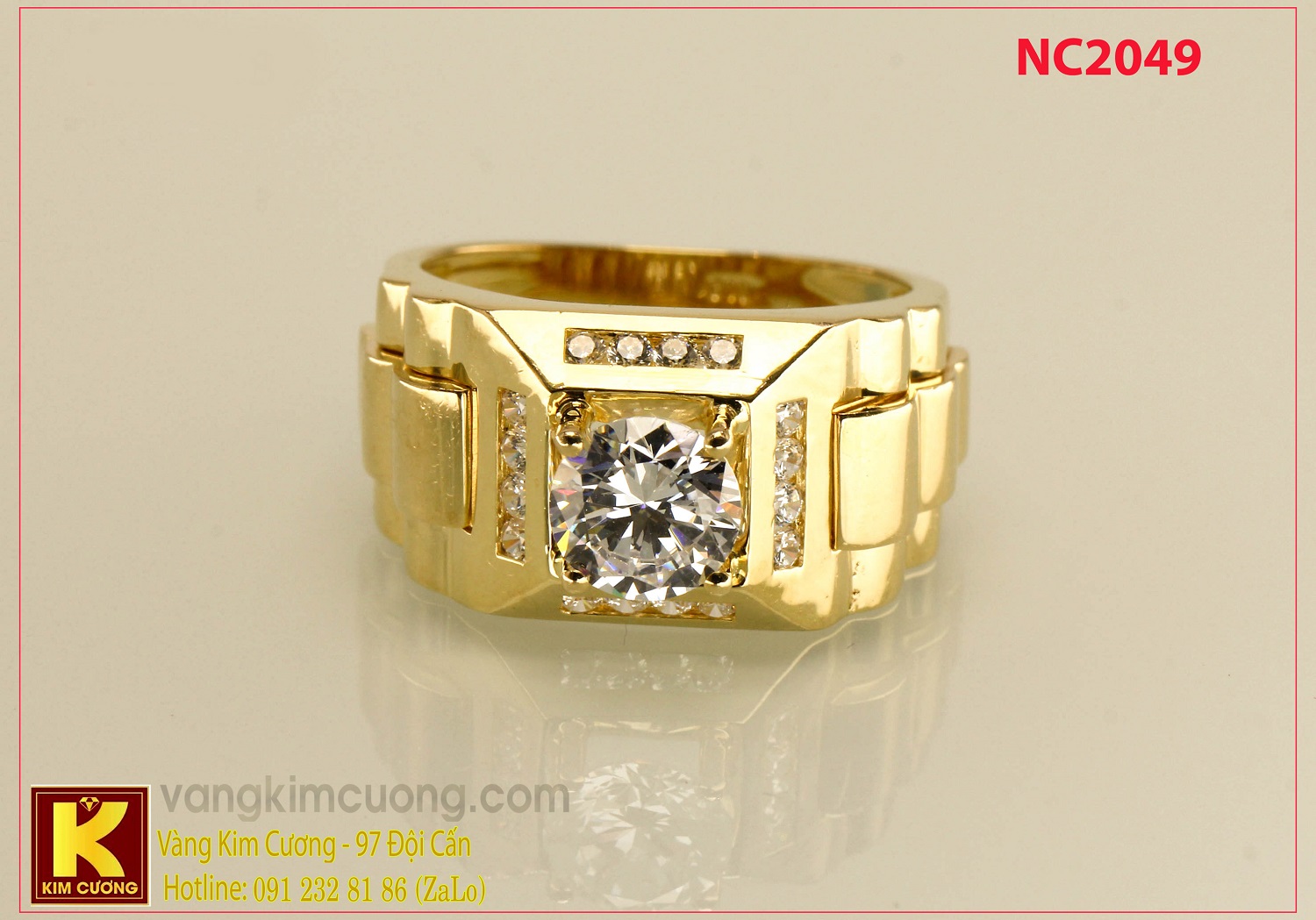 Nhẫn nam ổ kim cương nhân tạo 16k 3D NC2049