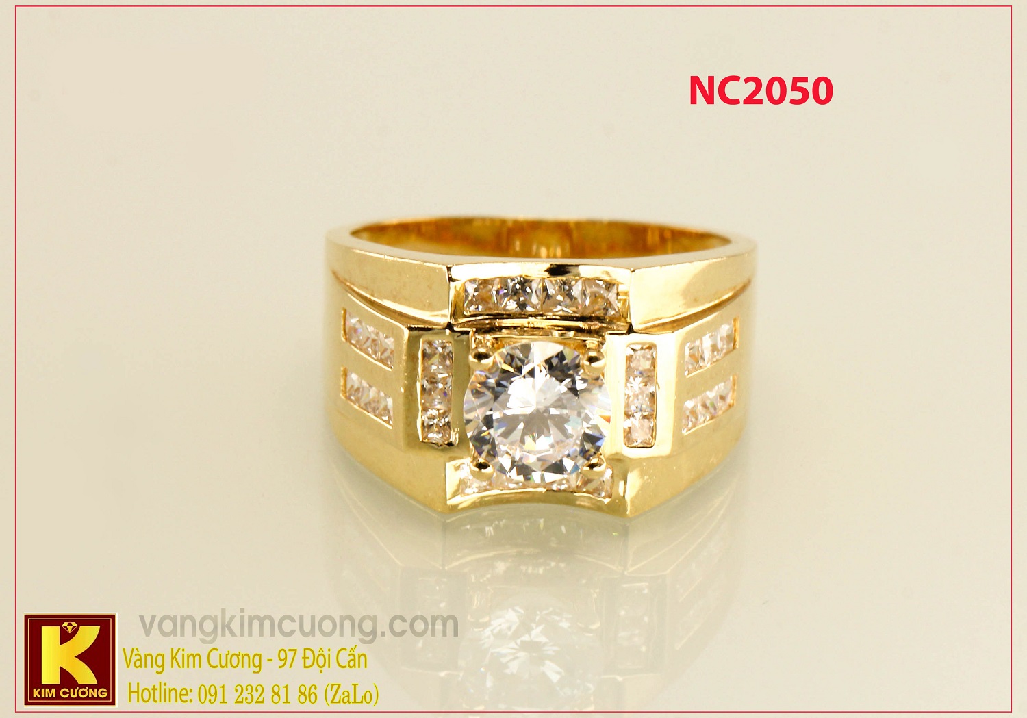 Nhẫn nam ổ kim cương nhân tạo 16k 3D NC2050