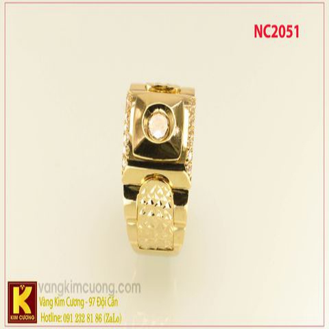 Nhẫn nam ổ kim cương nhân tạo 16k 3D NC2051