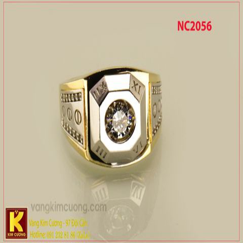 Nhẫn nam ổ kim cương nhân tạo 16k 3D NC2056