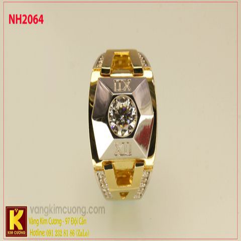 Nhẫn nam ổ kim cương nhân tạo 10k korea NH2064