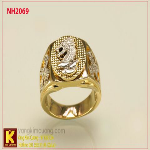 Nhẫn nam ổ kim cương nhân tạo 10k korea NH2069