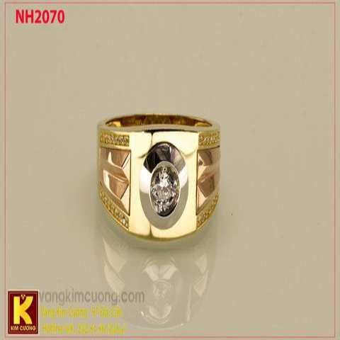 Nhẫn nam ổ kim cương nhân tạo 10k korea NH2070