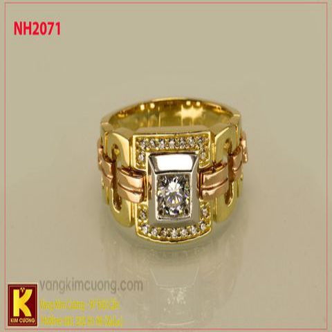 Nhẫn nam ổ kim cương nhân tạo 10k korea NH2071