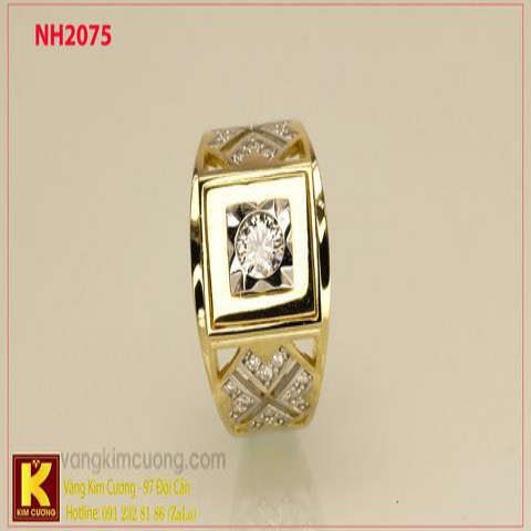 Nhẫn nam ổ kim cương nhân tạo 10k korea NH2075