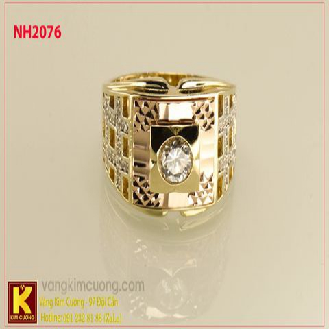 Nhẫn nam ổ kim cương nhân tạo 10k korea NH2076