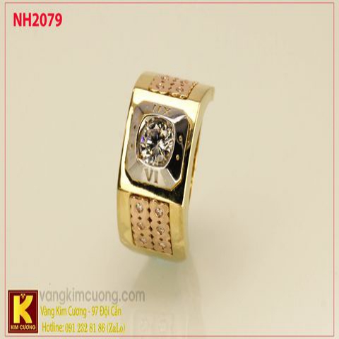 Nhẫn nam ổ kim cương nhân tạo 10k korea NH2079