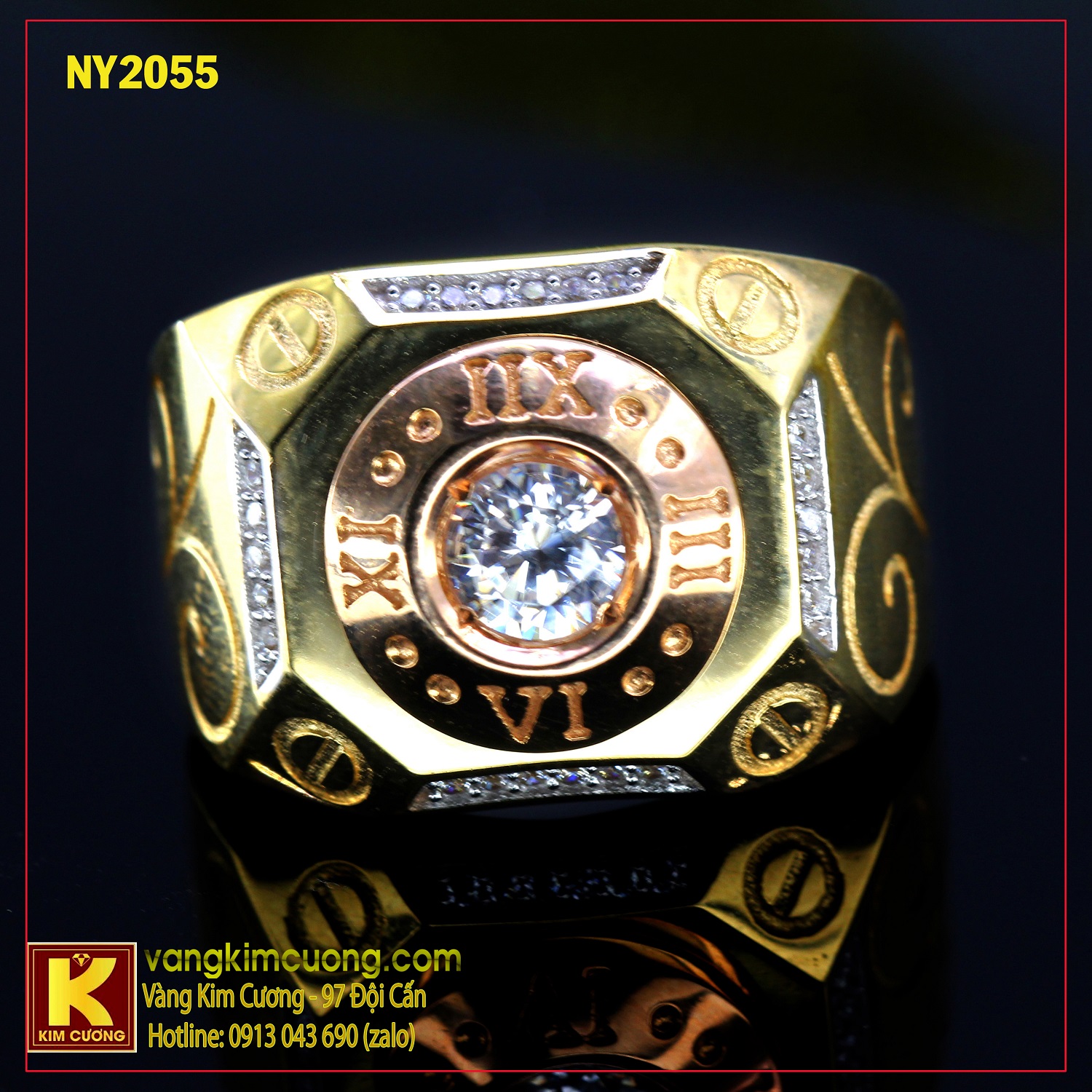 Nhẫn nam vàng trắng italy 18k NY2055