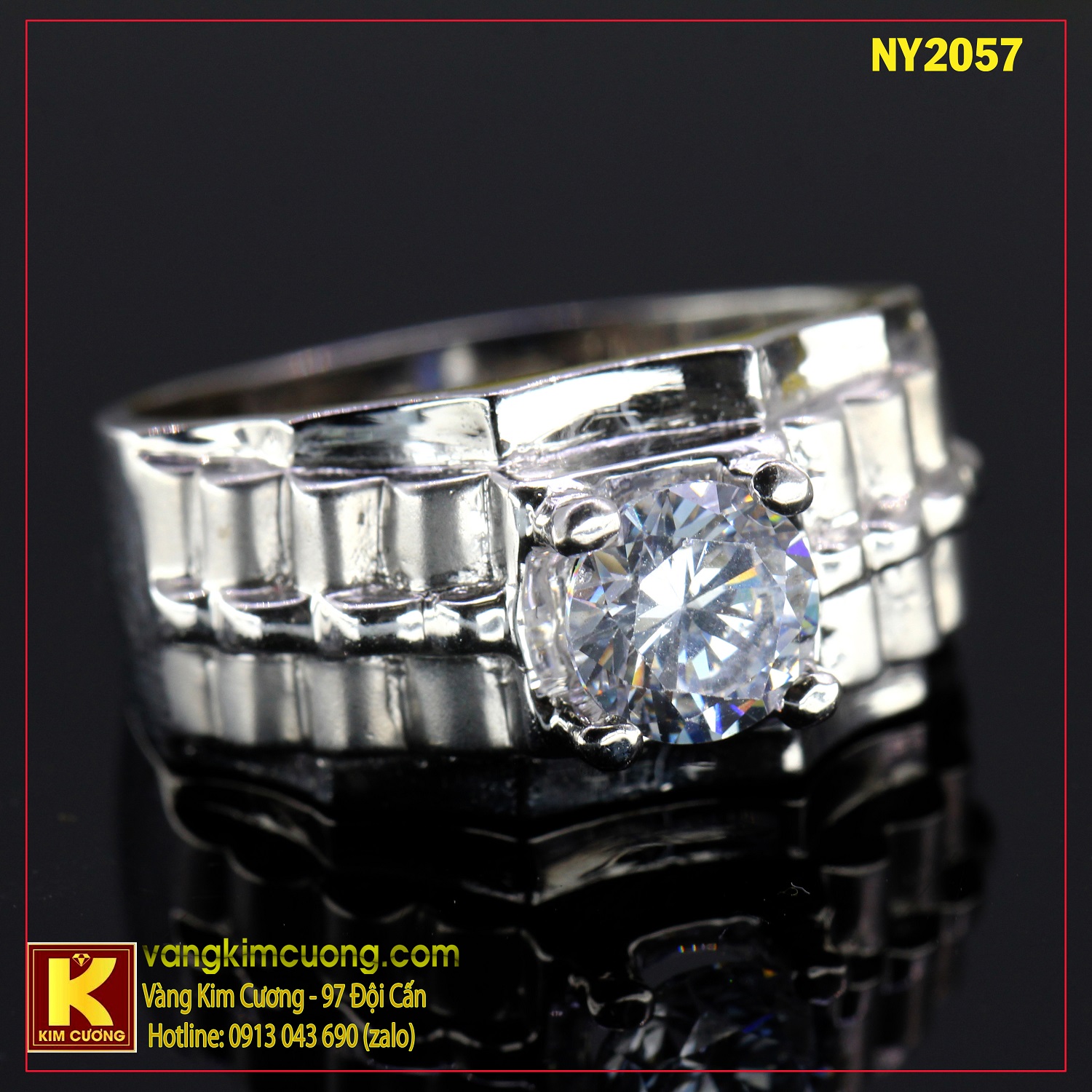 Nhẫn nam vàng trắng italy 18k NY2057