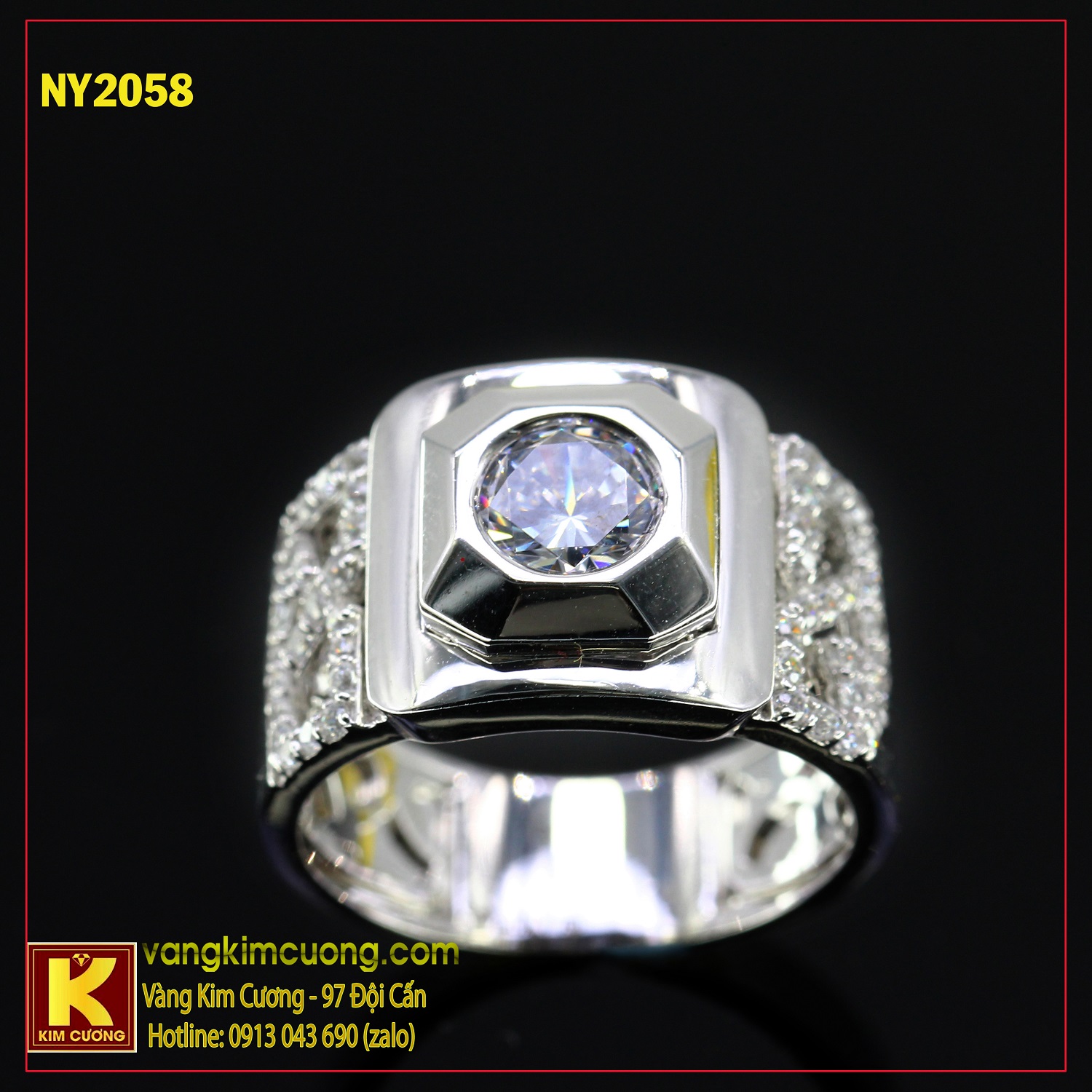 Nhẫn nam vàng trắng italy 18k NY2058