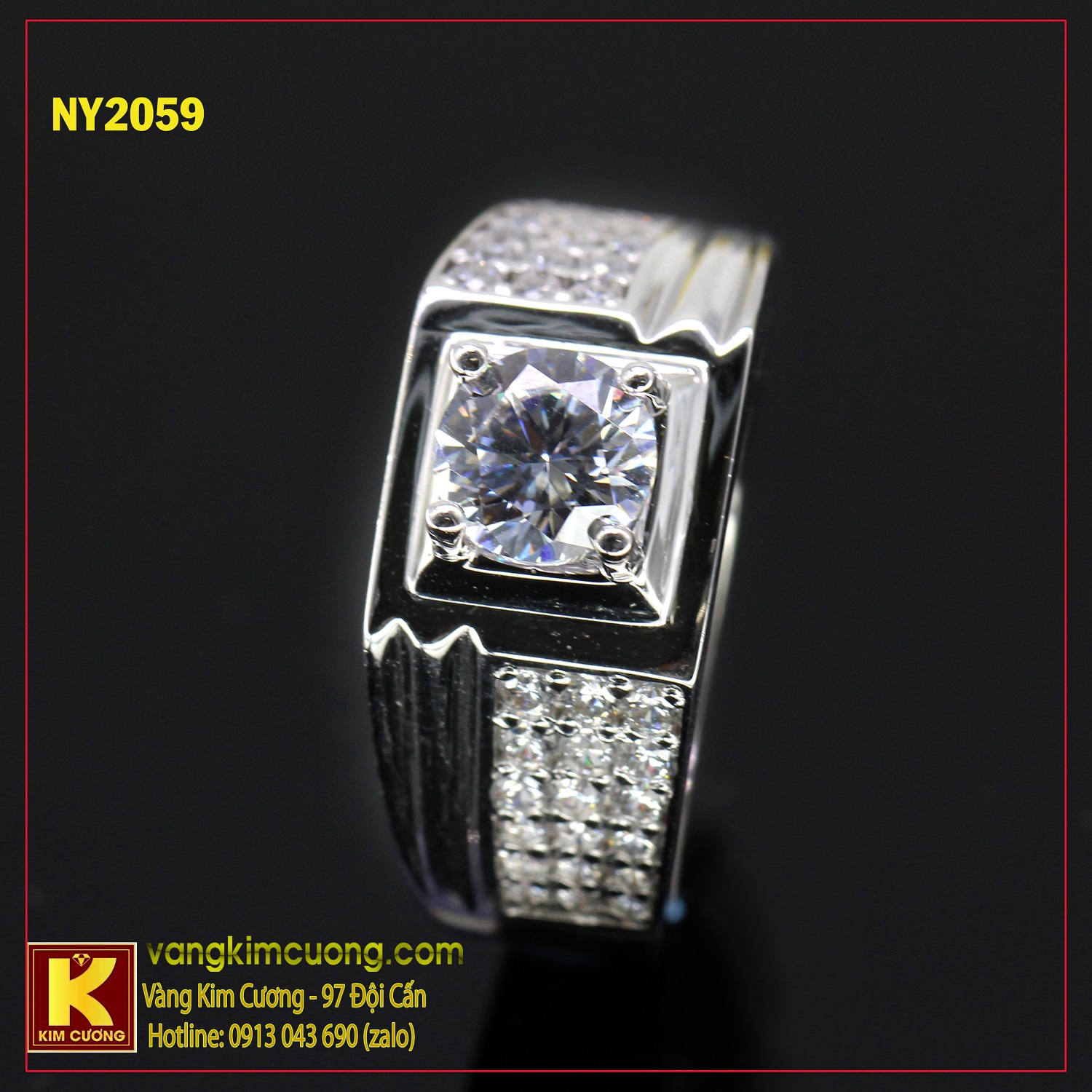 Nhẫn nam vàng trắng italy 18k NY2059