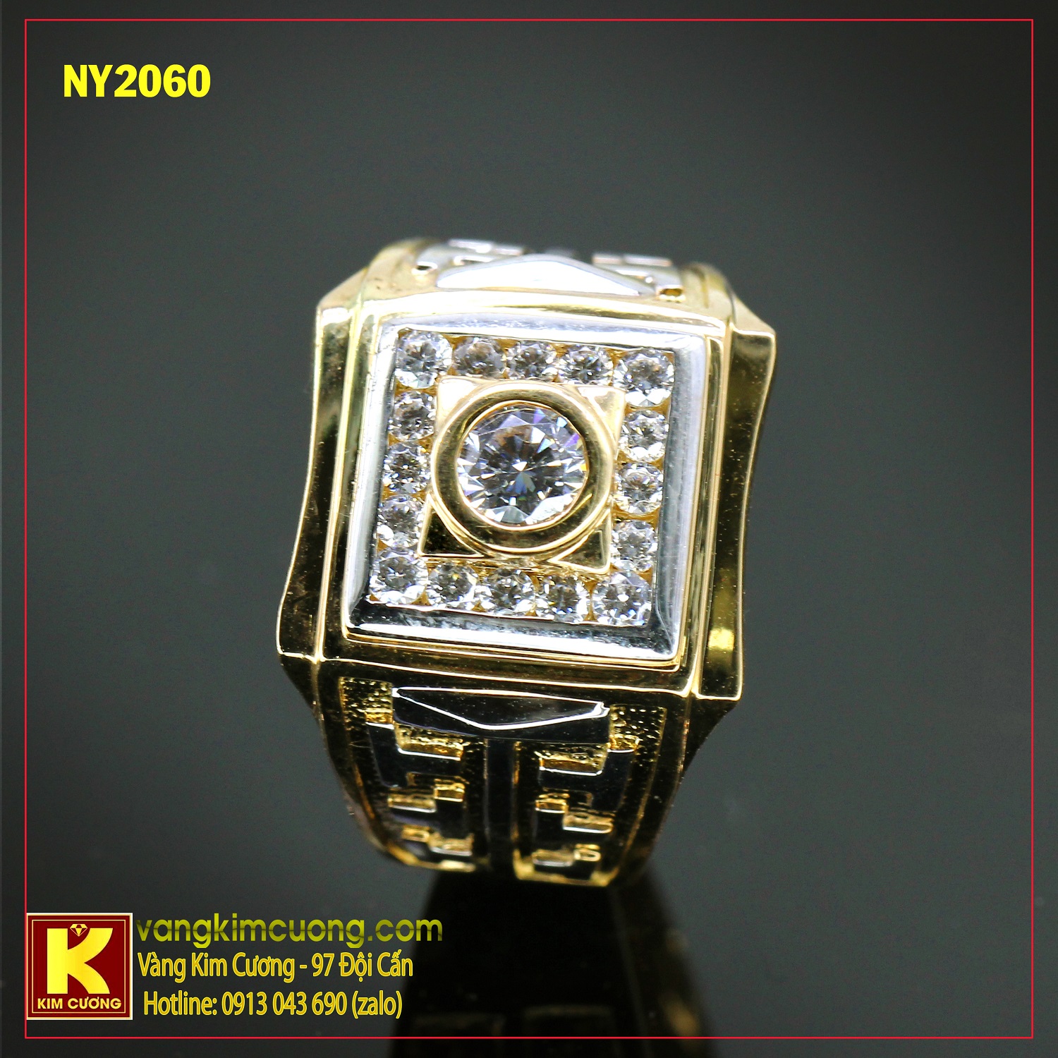 Nhẫn nam vàng trắng italy 18k NY2060