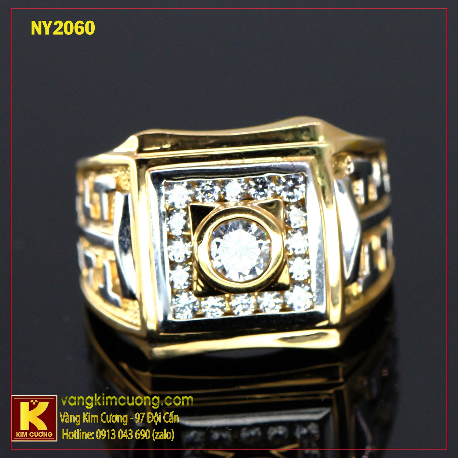 Nhẫn nam vàng trắng italy 18k NY2060