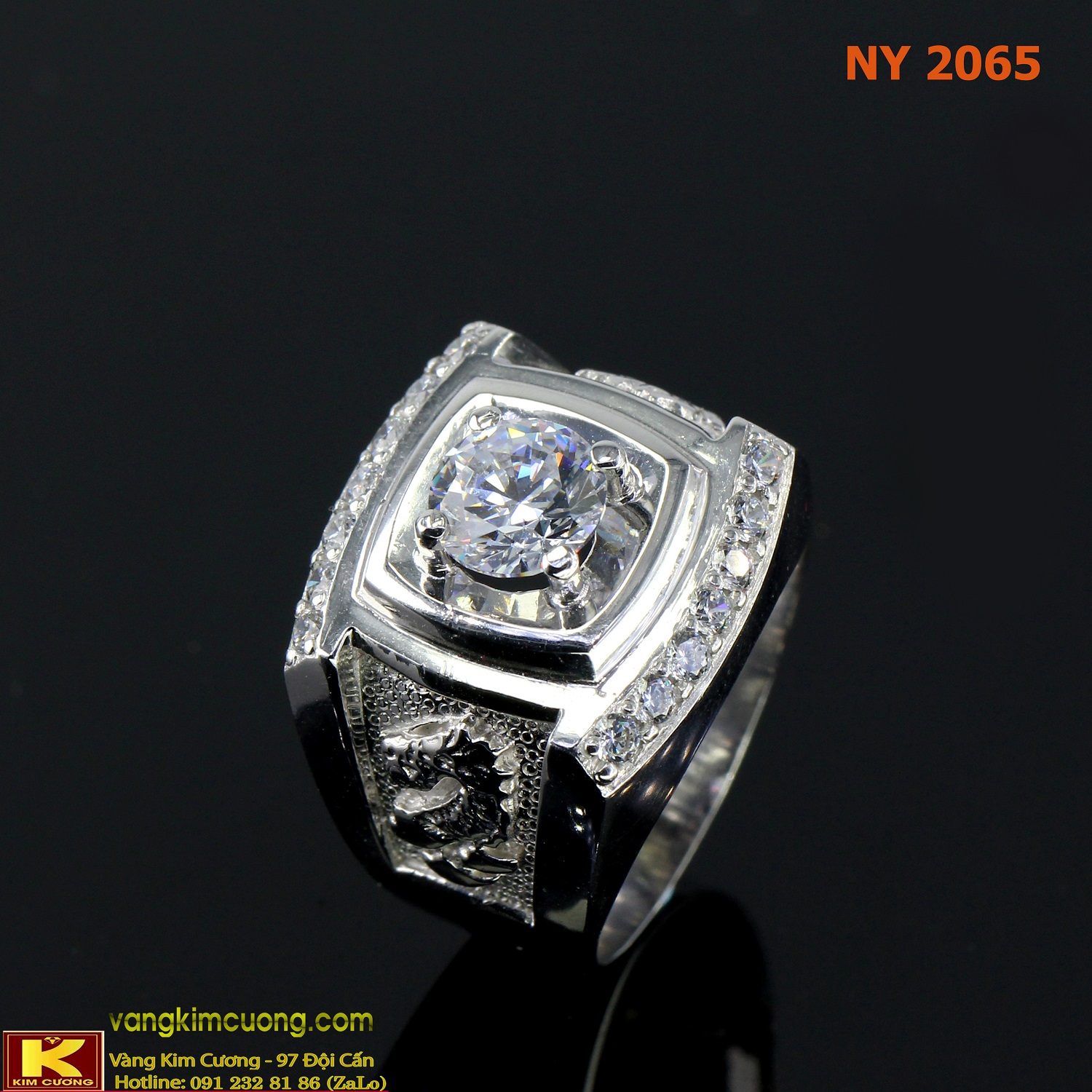 Nhẫn nam vàng trắng italy 18k NY2065