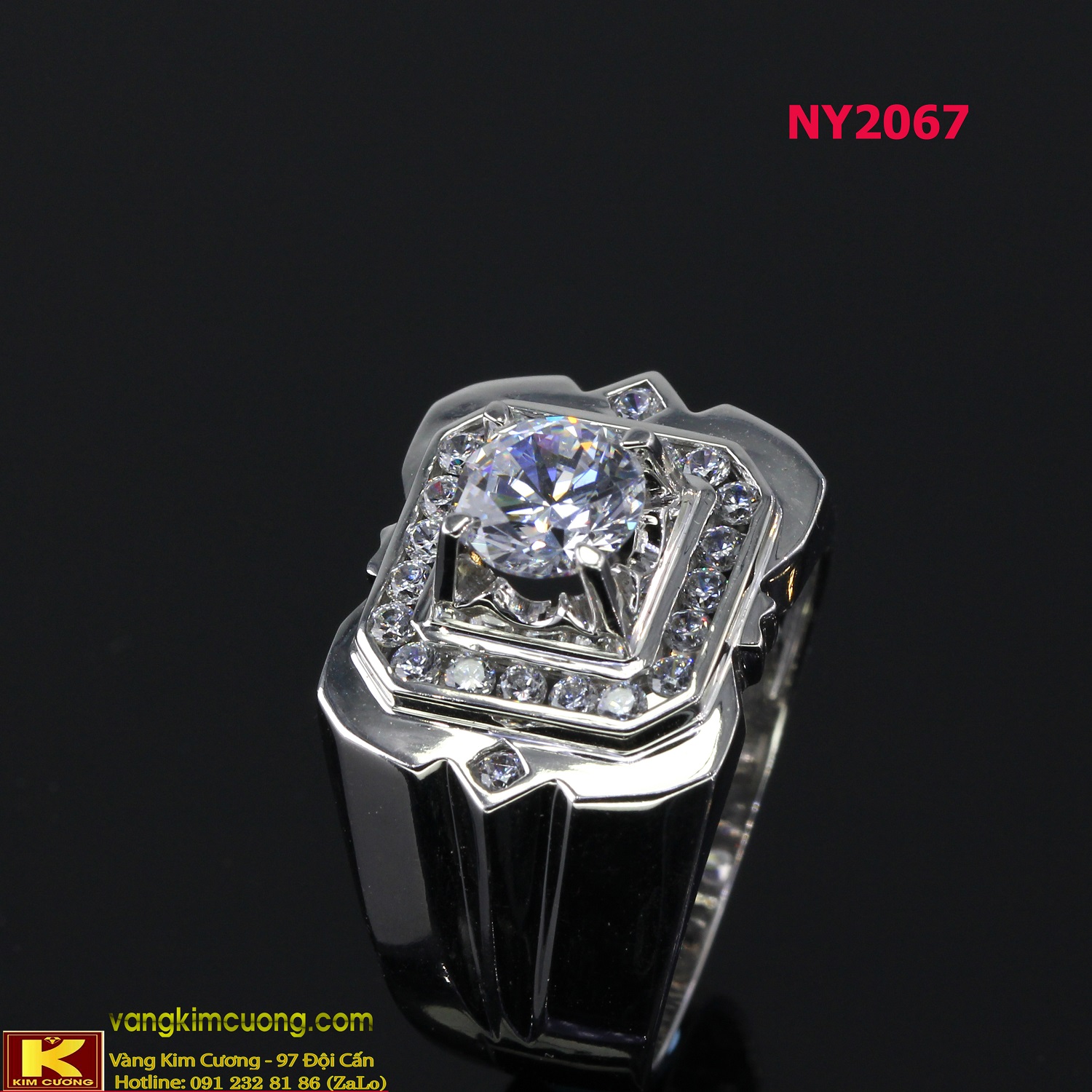 Nhẫn nam vàng trắng italy 18k NY2067