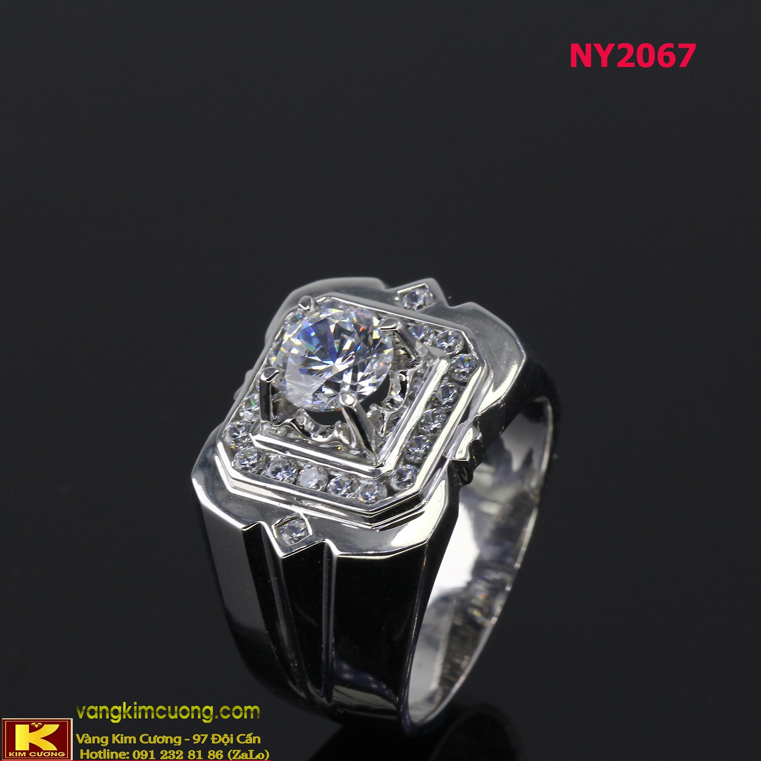 Nhẫn nam vàng trắng italy 18k NY2067