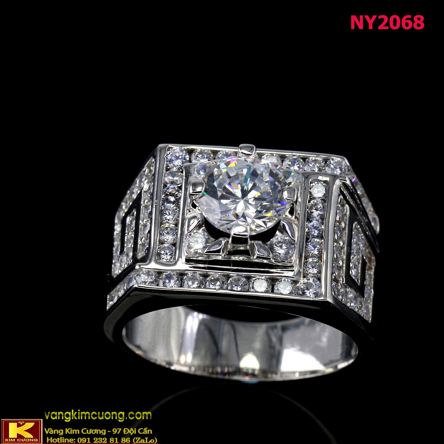 Nhẫn nam vàng trắng italy 18k NY2068