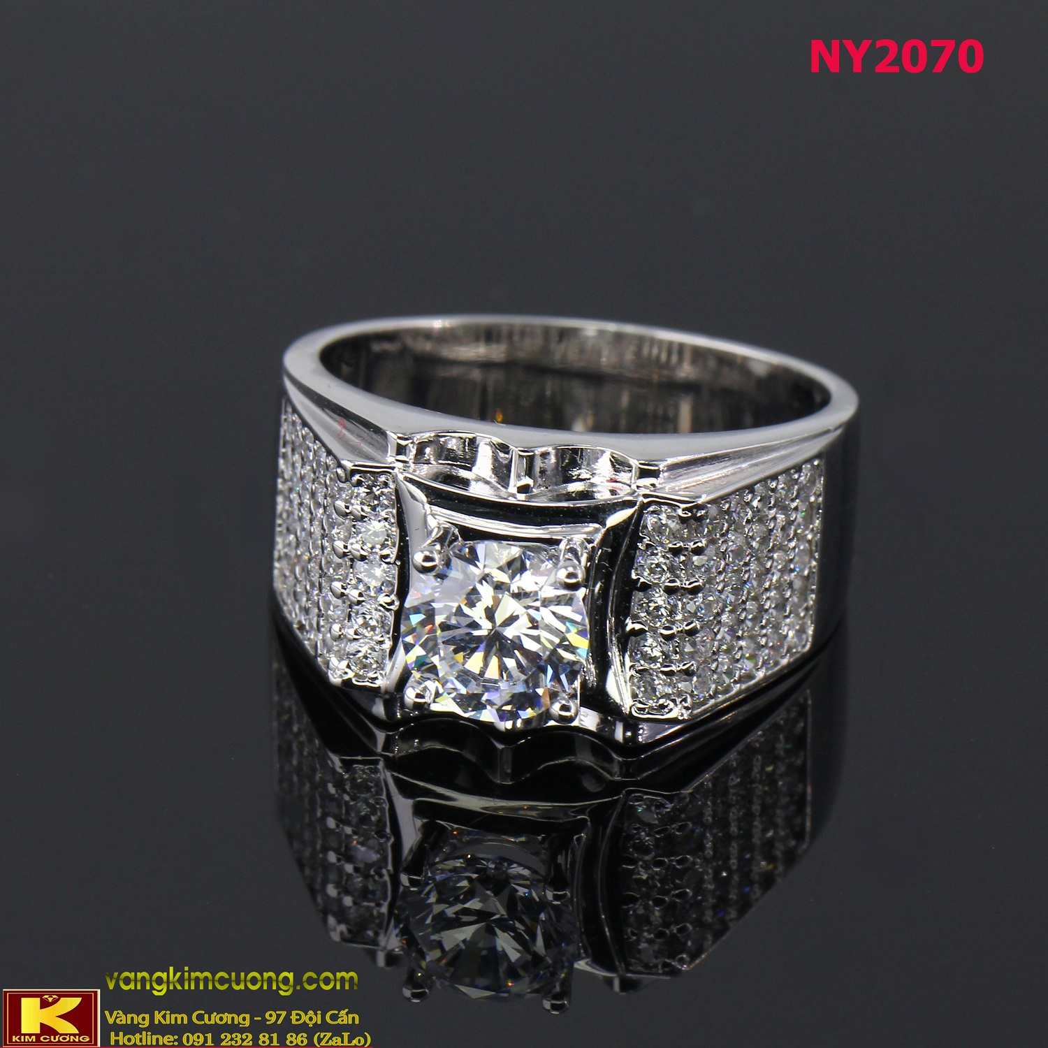 Nhẫn nam vàng trắng italy 18k NY2070