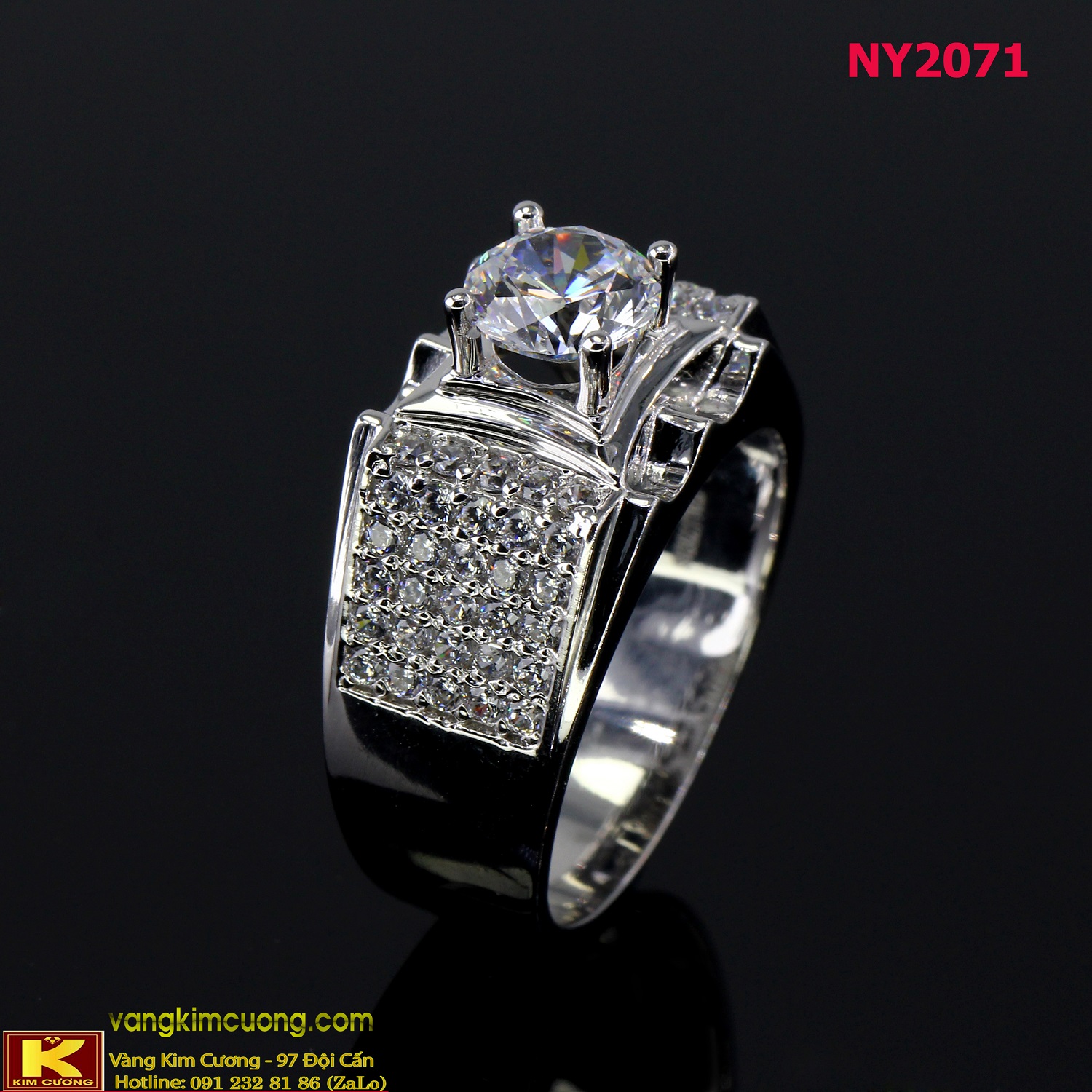 Nhẫn nam vàng trắng italy 18k NY2071