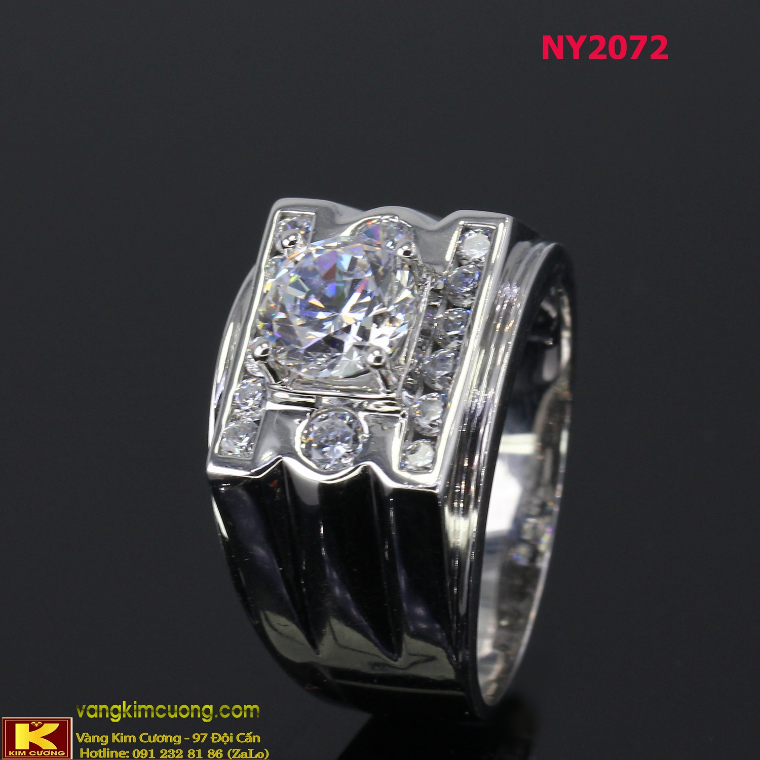 Nhẫn nam vàng trắng italy 18k NY2072