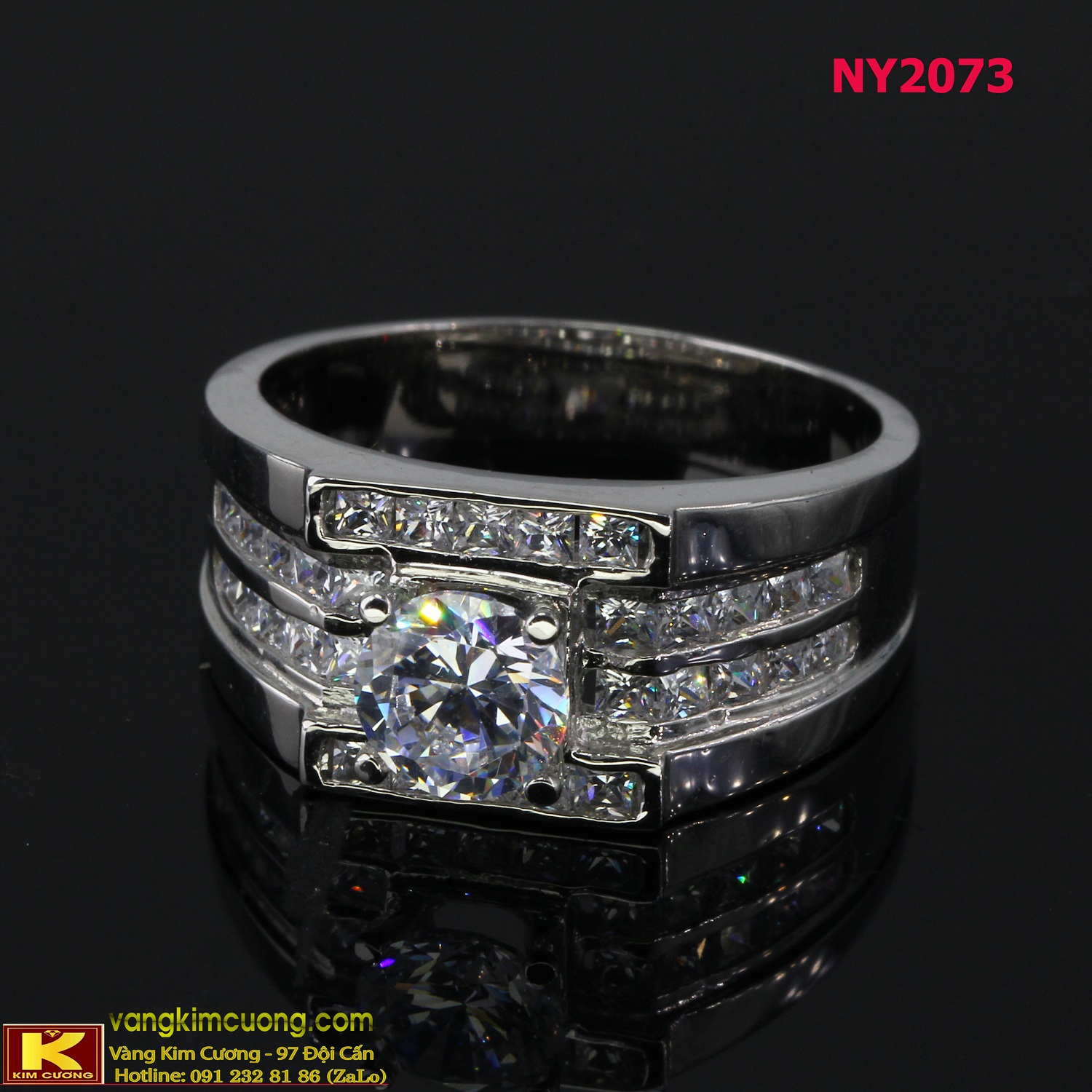 Nhẫn nam vàng trắng italy 18k NY2073