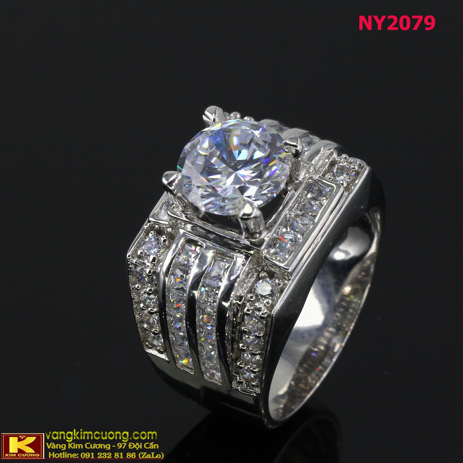 Nhẫn nam vàng trắng italy 18k NY2079