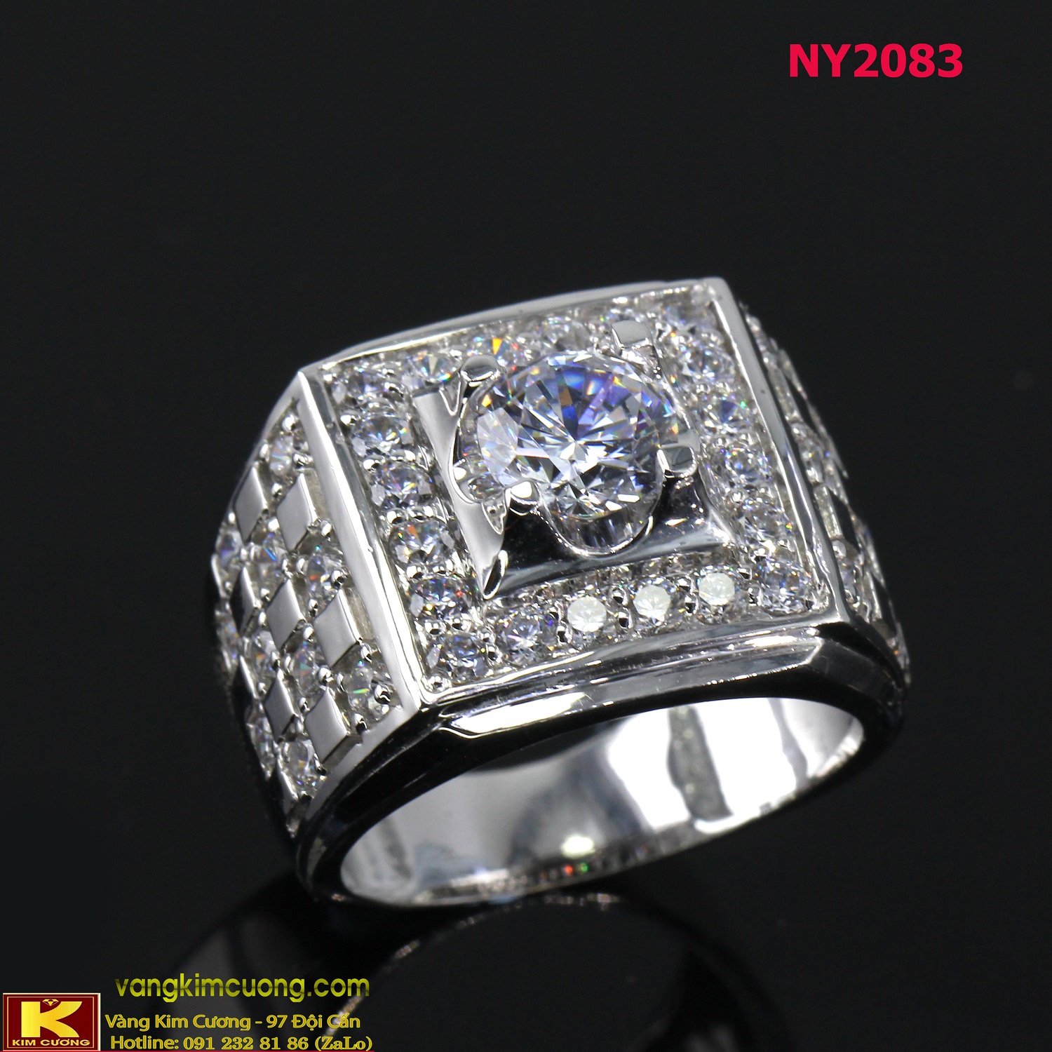 Nhẫn nam vàng trắng italy 18k NY2083