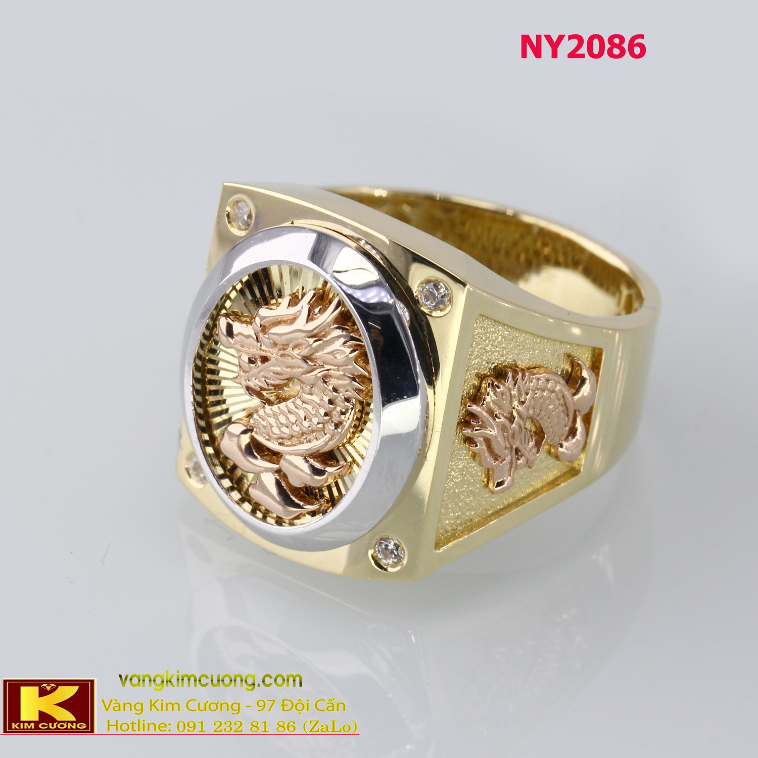 Nhẫn nam vàng trắng italy 18k NY2086
