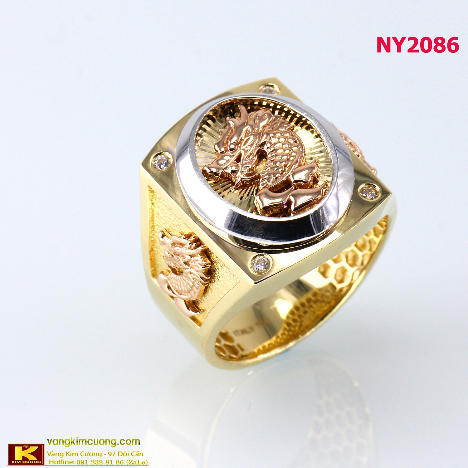 Nhẫn nam vàng trắng italy 18k NY2086