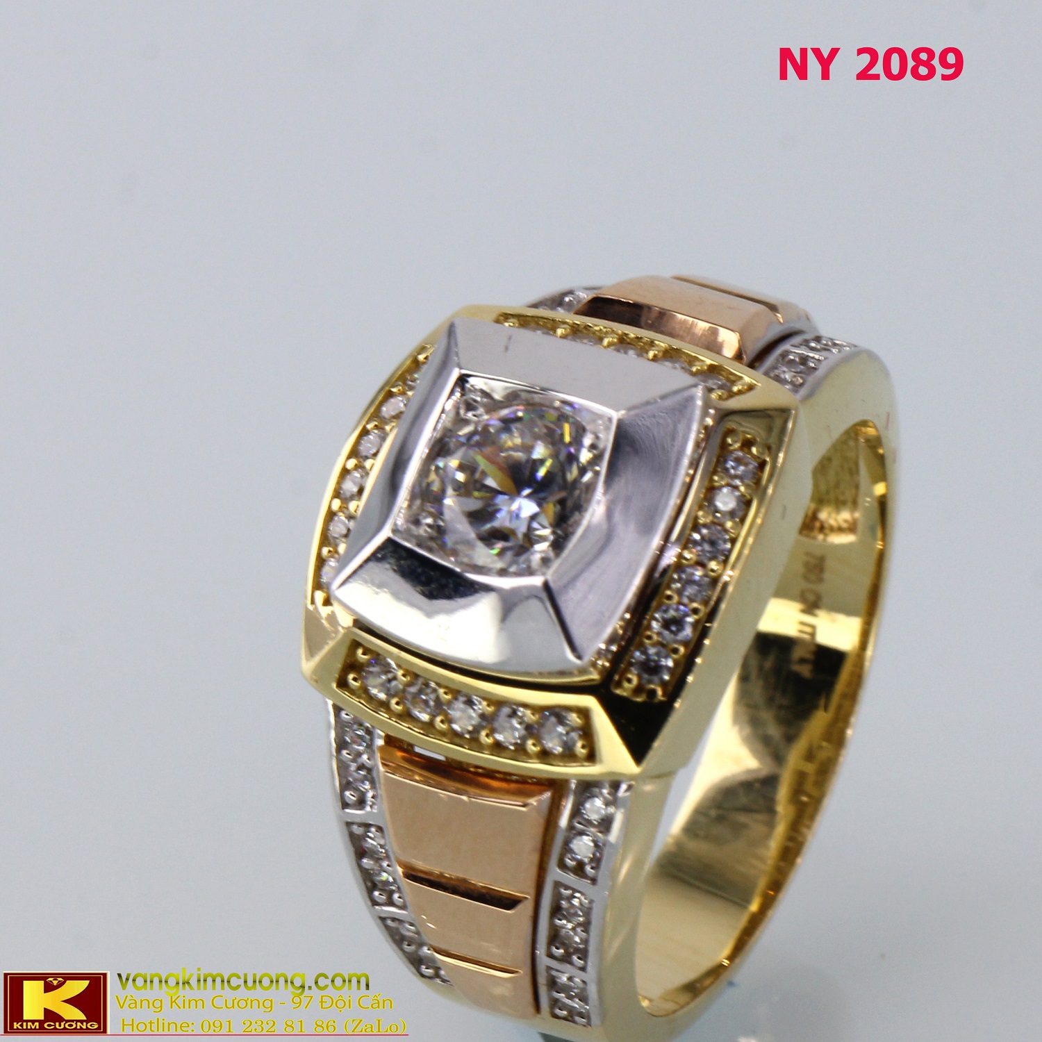 Nhẫn nam vàng trắng italy 18k NY2089